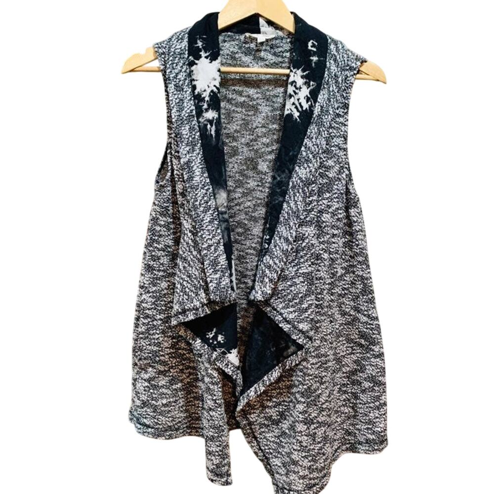 Hem & Thread Long Vest Open Front Cascading Sleeveless Wrap S/M